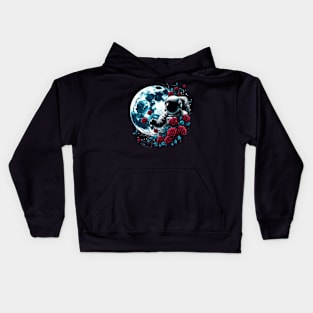 Astronaut Roses Moon Kids Hoodie